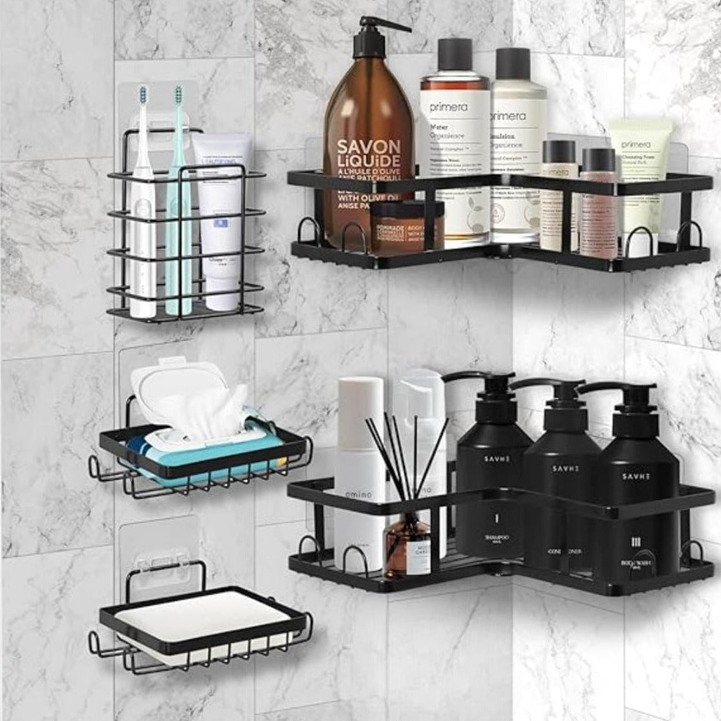Set Of 5 Mesh Shower Shelves, Multipurpose Wall Storage Racks, Stainless Steel Bathroom Corner Baskets, Shower Basket for Hanging, Shampoo, Shower Gel, Soap Holder Set Of 5 Mesh Shower Shelves, Multipurpose Wall Storage Racks, Stainless Steel Bathroom Corner Baskets, Shower Basket for Hanging, Shampoo, Shower Gel, Soap Holder
